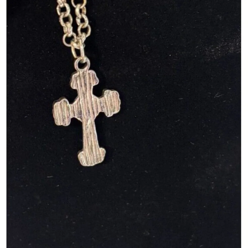 Multi Strand‎ Necklace Chunky 80s Vibes Cross Pendant